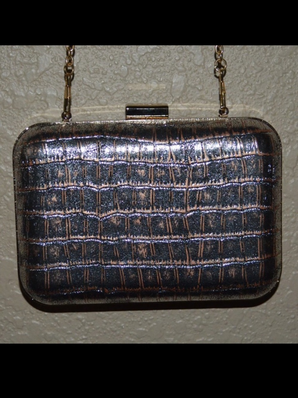 Inge Christopher Liliana Metallic Croc Embossed Faux Leather Crossbody H…